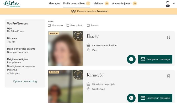 la fonctionnalité profils compatibles sur le site de rencontre haut de gamme